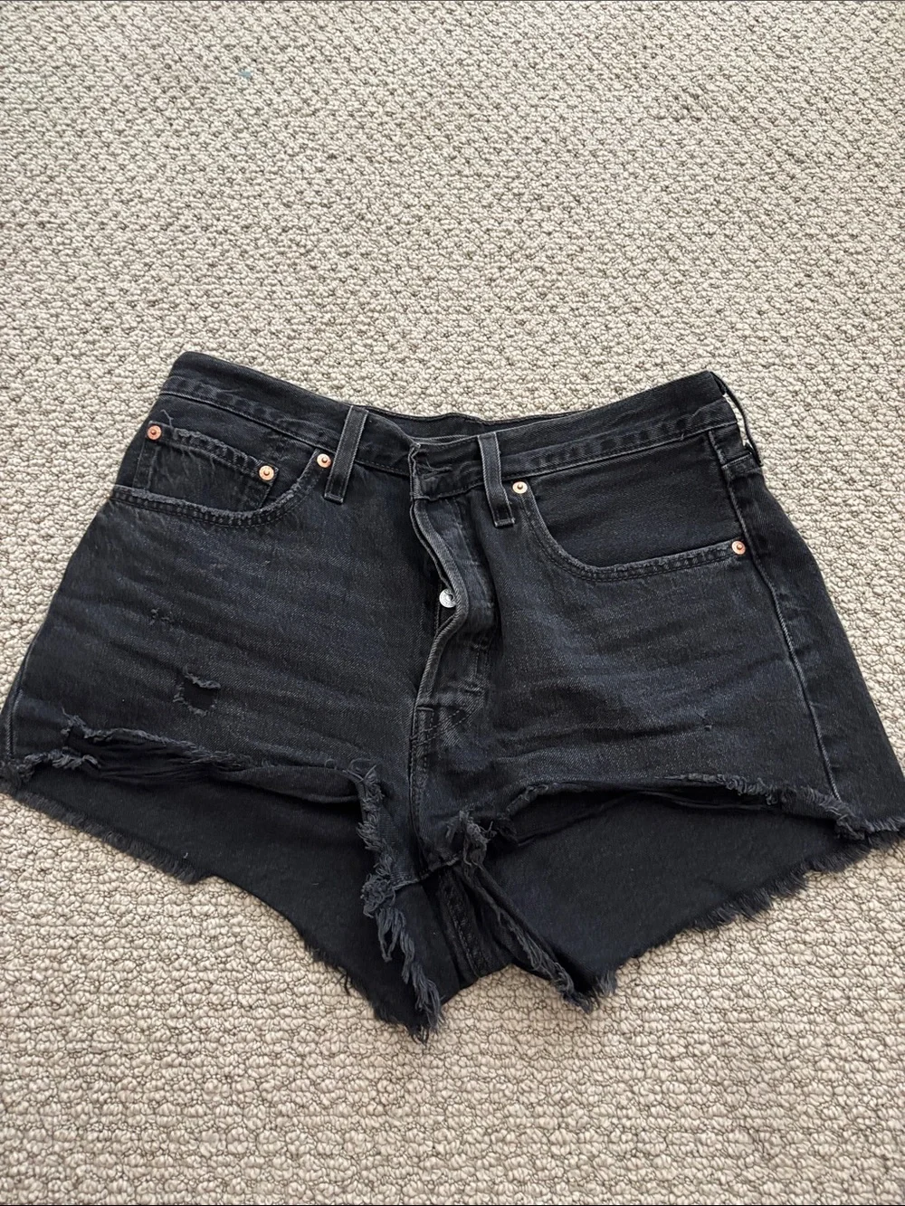 Levi's Black Distressed Cutoff Denim Shorts